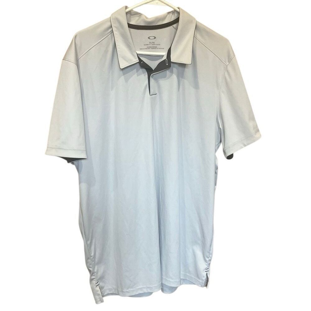 Oakley Tailored Fit Silver Polyester Polo Shirt Size XL Golfing #778